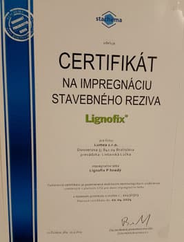 certifikát od firmy Stachema